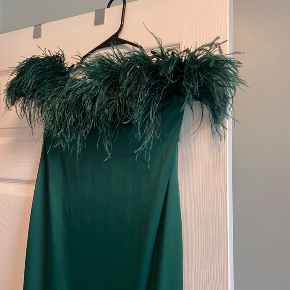 ZARA FEATHER SATIN EFFECT DRESS - Picture 9 of 11